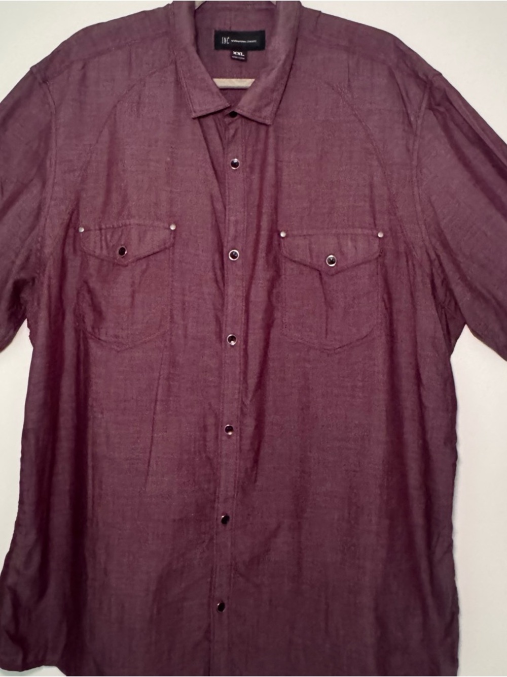 Men’s XXL INC International Concepts Burgundy Button-Front Button Shirt